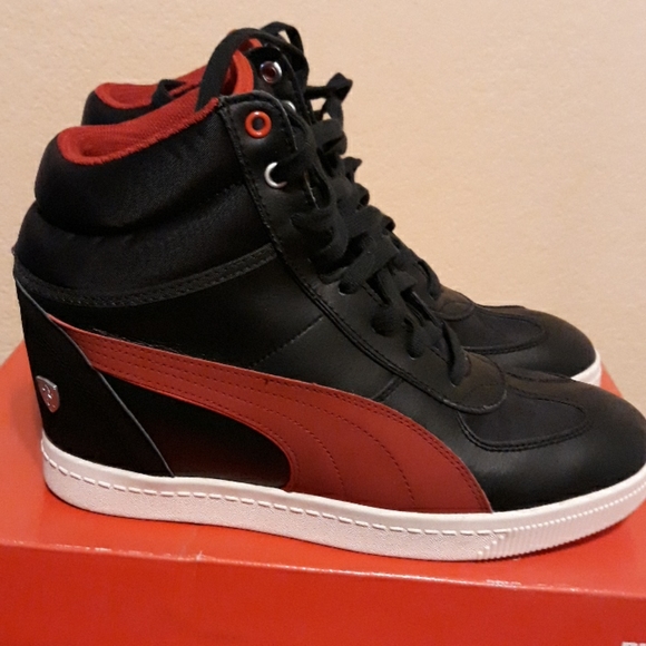 puma wedge sneakers black
